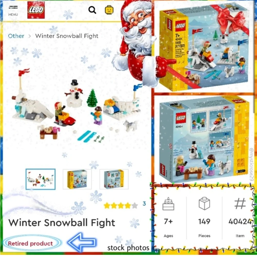 New LEGO 40424 Winter Snowball Fight Christmas  Snowman Tree Husky Sled 149pcs